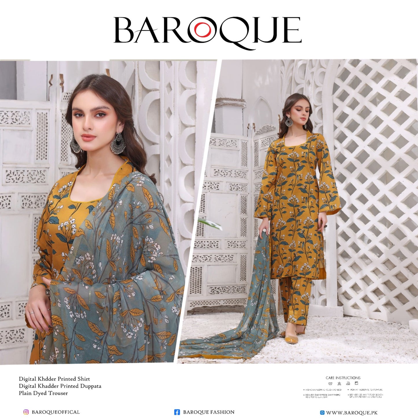 Baroque 3 piece Khader printed