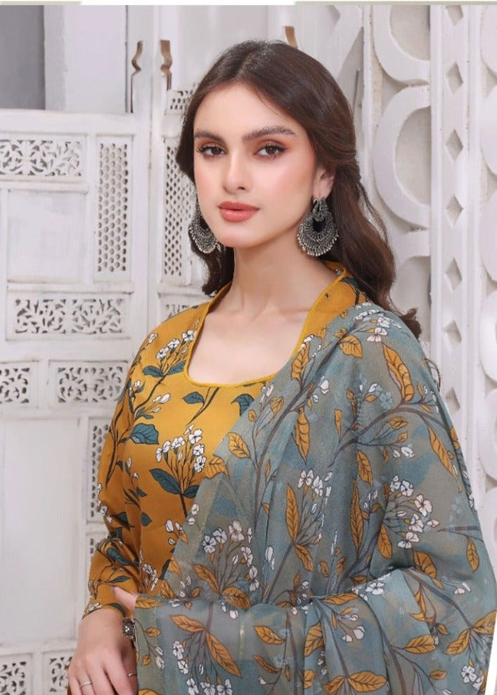 Baroque 3 piece Khader printed