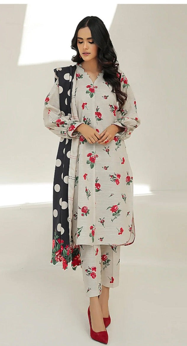 Baroque 3 piece Khader printed