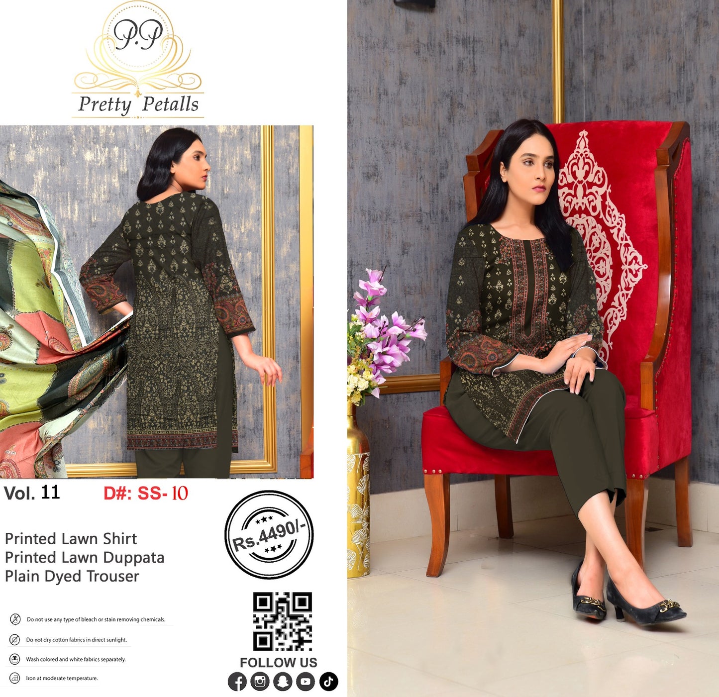 Pretty Petalls Lawn 3pc
