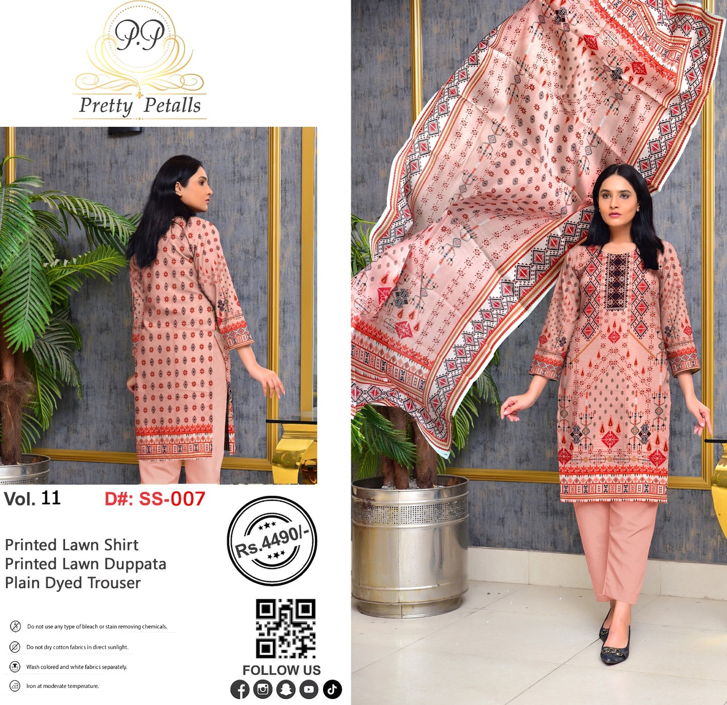 Pretty Petalls Lawn 3pc