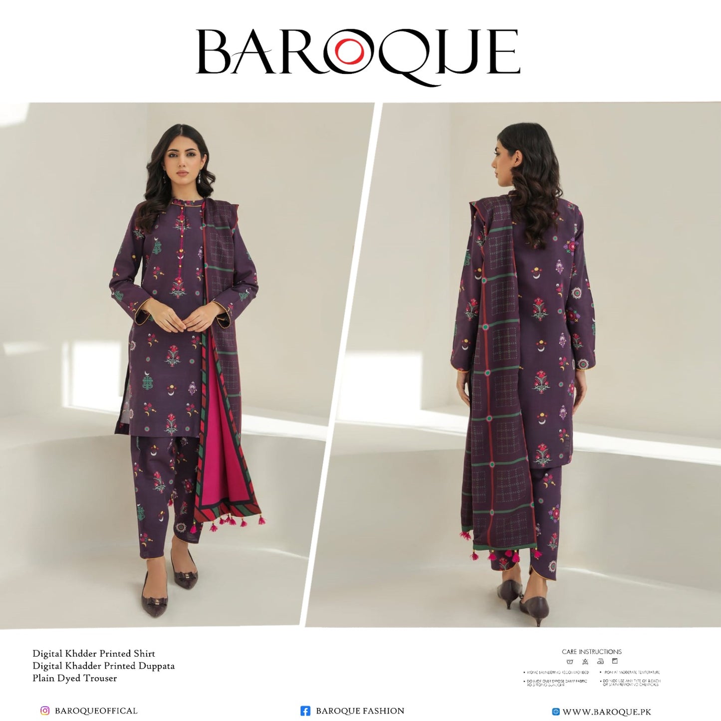 Baroque 3 piece Khader printed