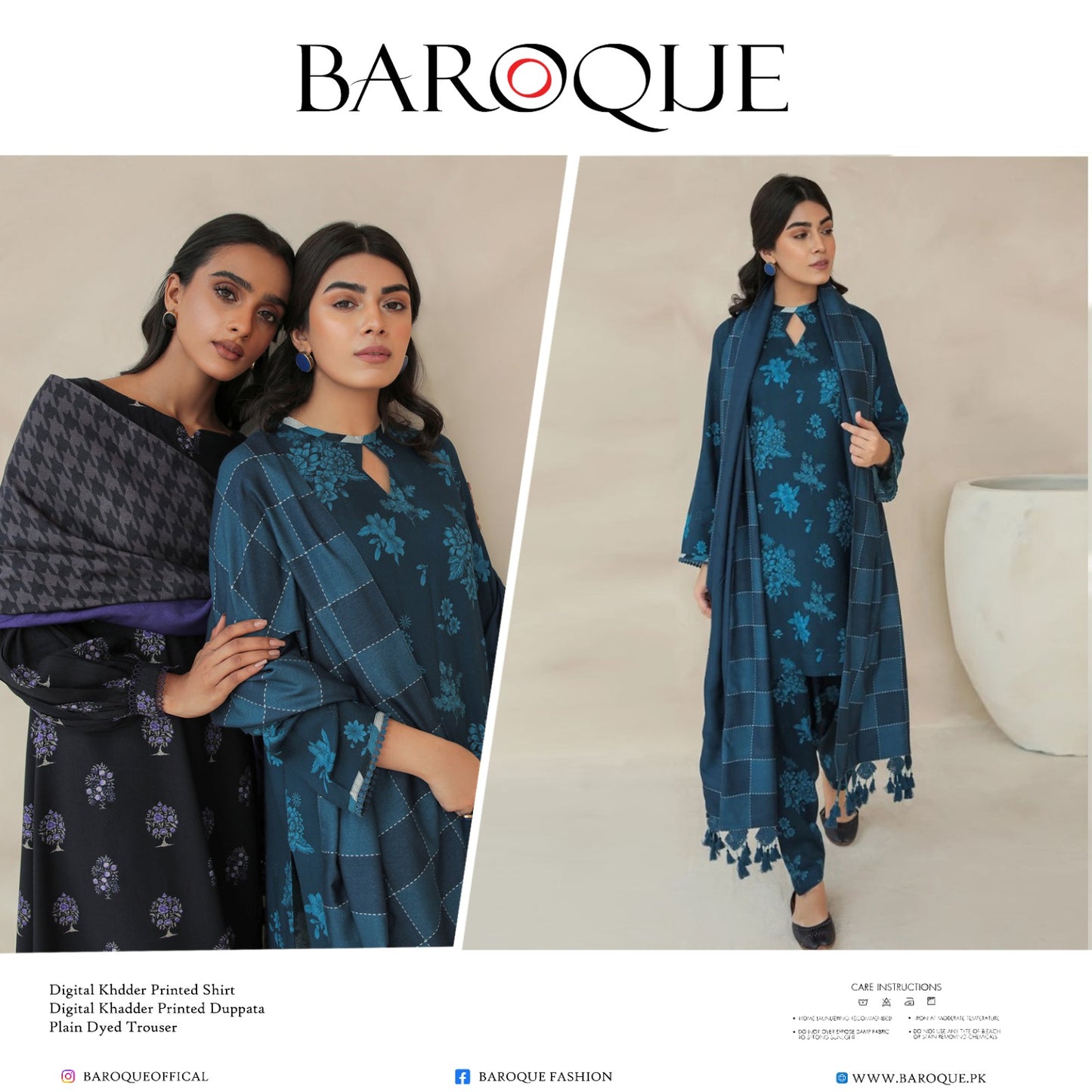 Baroque 3 piece Khader printed