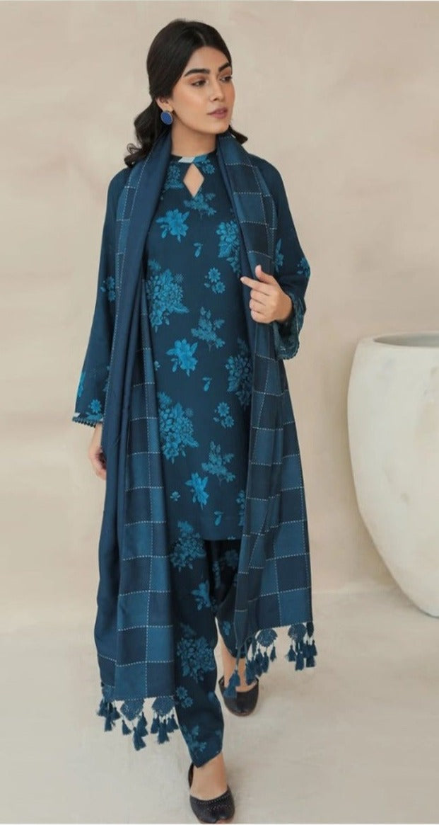 Baroque 3 piece Khader printed