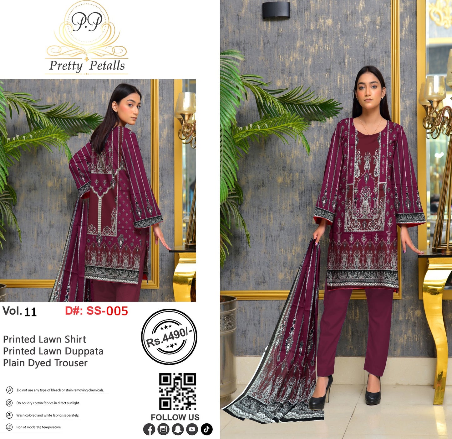 Pretty Petalls Lawn 3pc