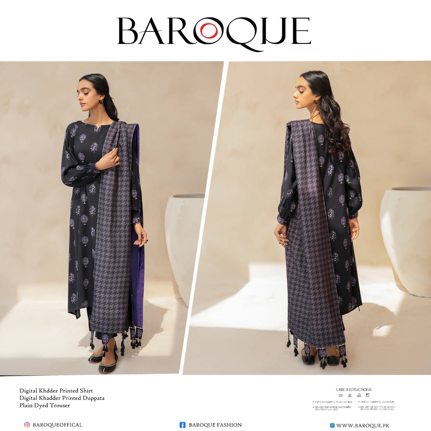 Baroque 3 piece Khader printed