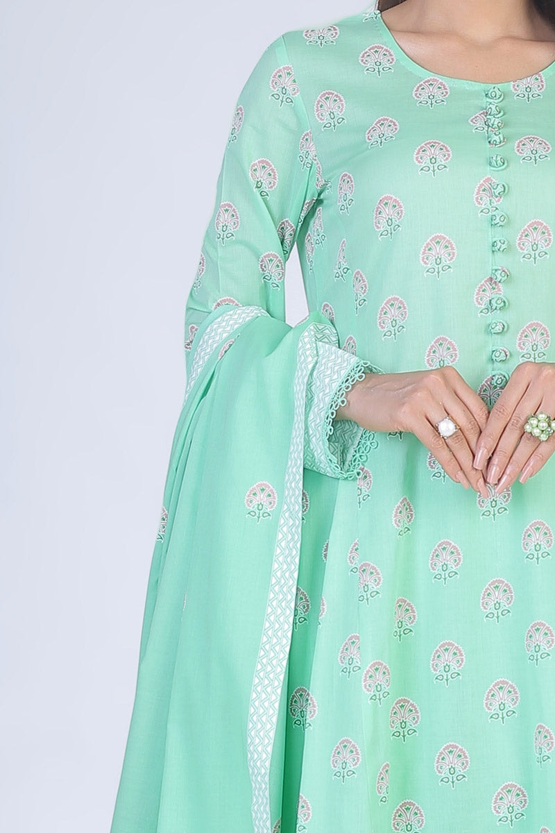 Bareeze Printed Green lawn Dupatta
