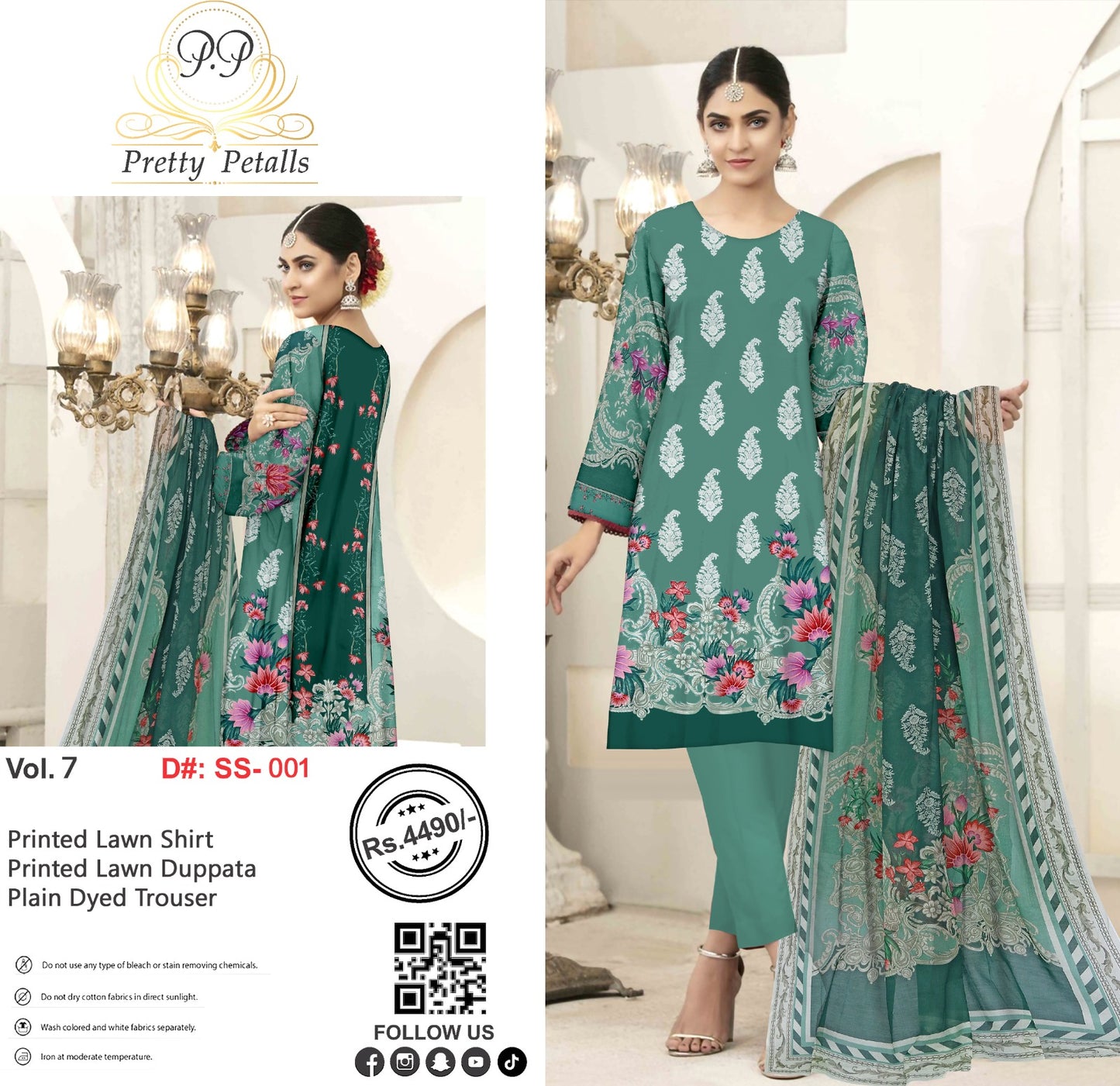 Pretty Petalls Lawn 3pc