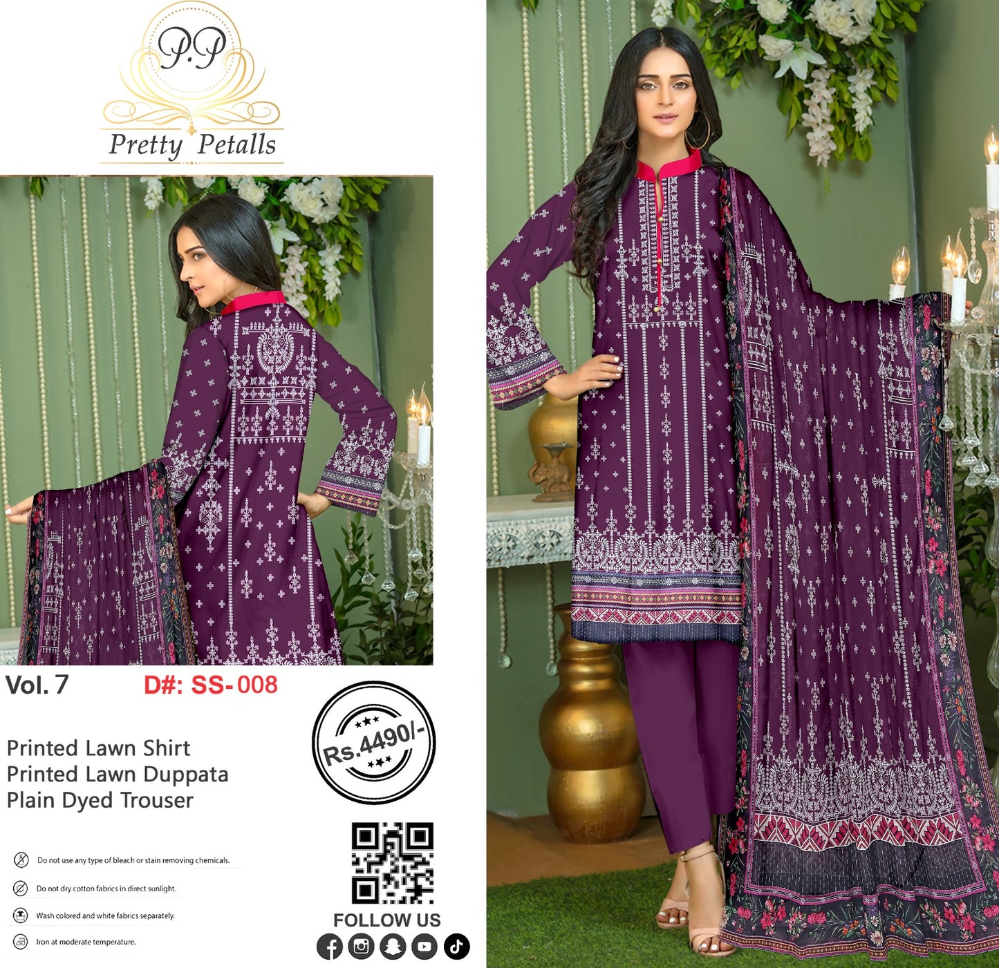 Pretty Petalls Lawn 3pc
