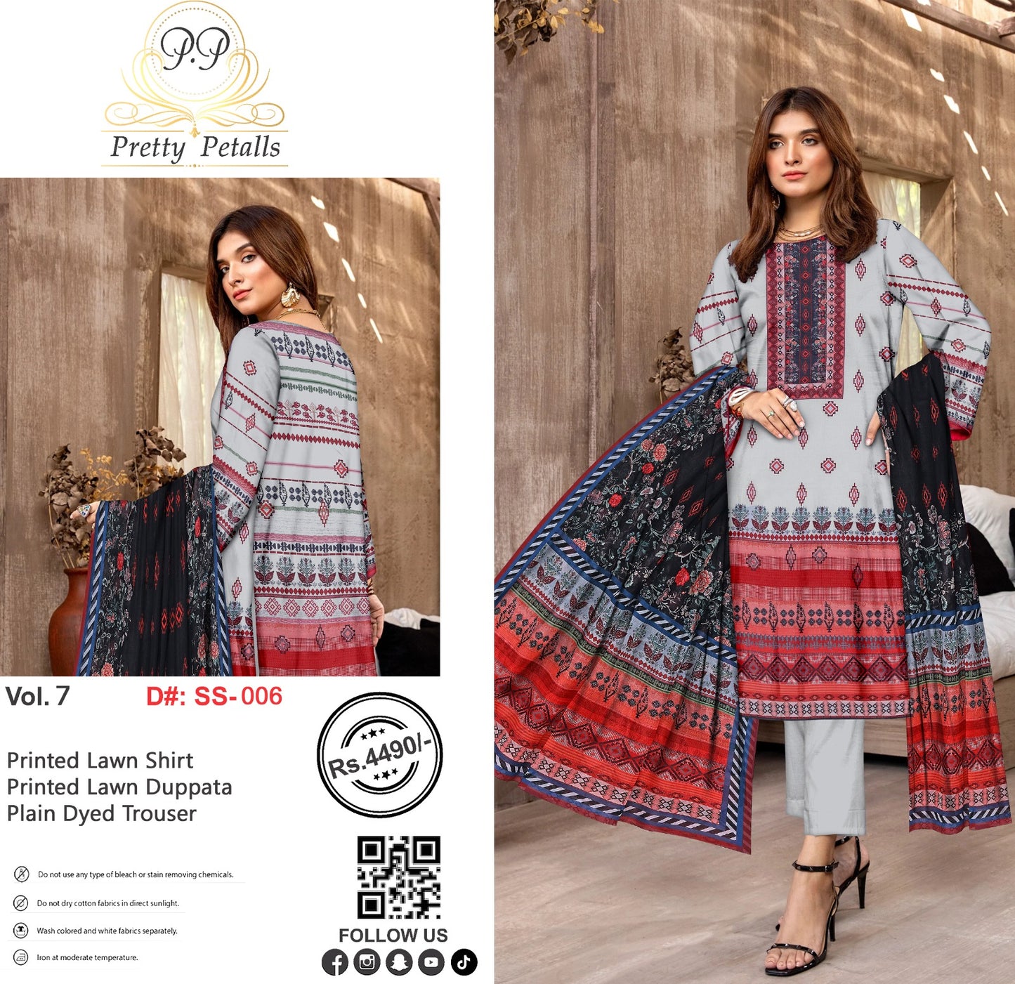 Pretty Petalls Lawn 3pc