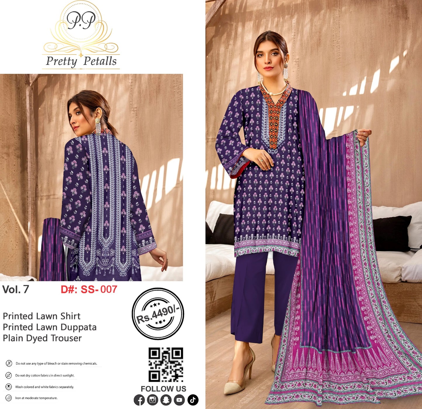 Pretty Petalls Lawn 3pc
