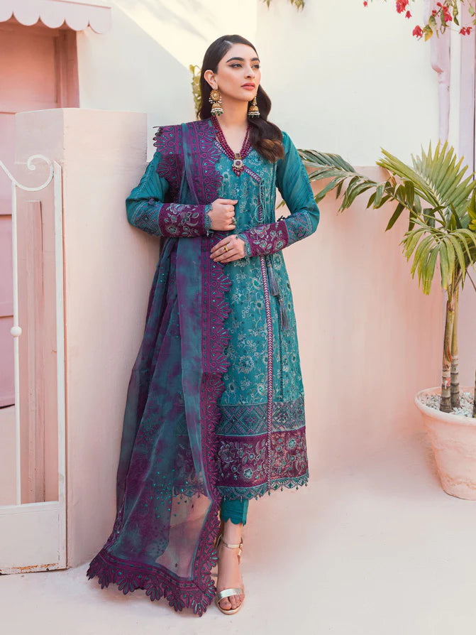 NUREH SWISS LAWM WITH EMBROIDERED CHIFFON DUPATTA