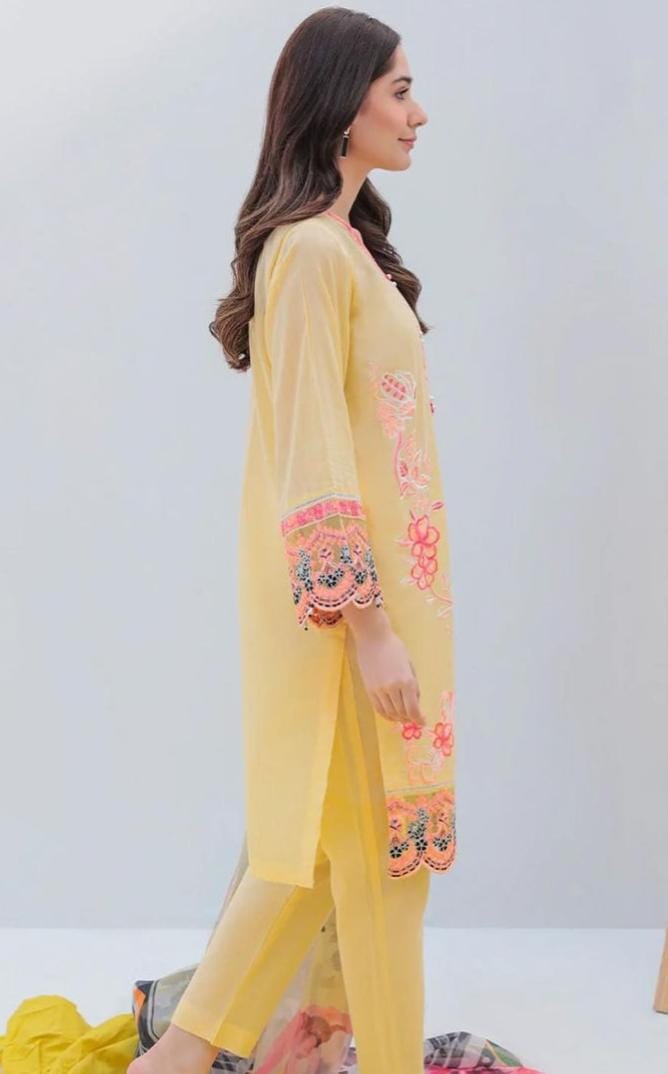 Embroidered NET SHIRT Yellow