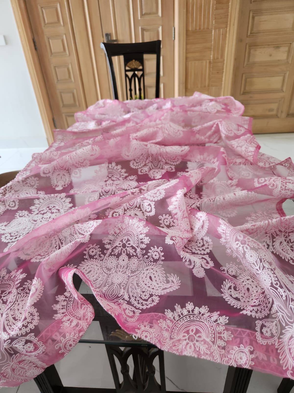 ORGANZA DUPATTA WITH  FULL EMBROIDERED