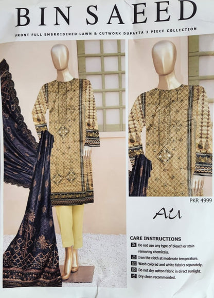 Bin Saeed lawn 3 pc lawn