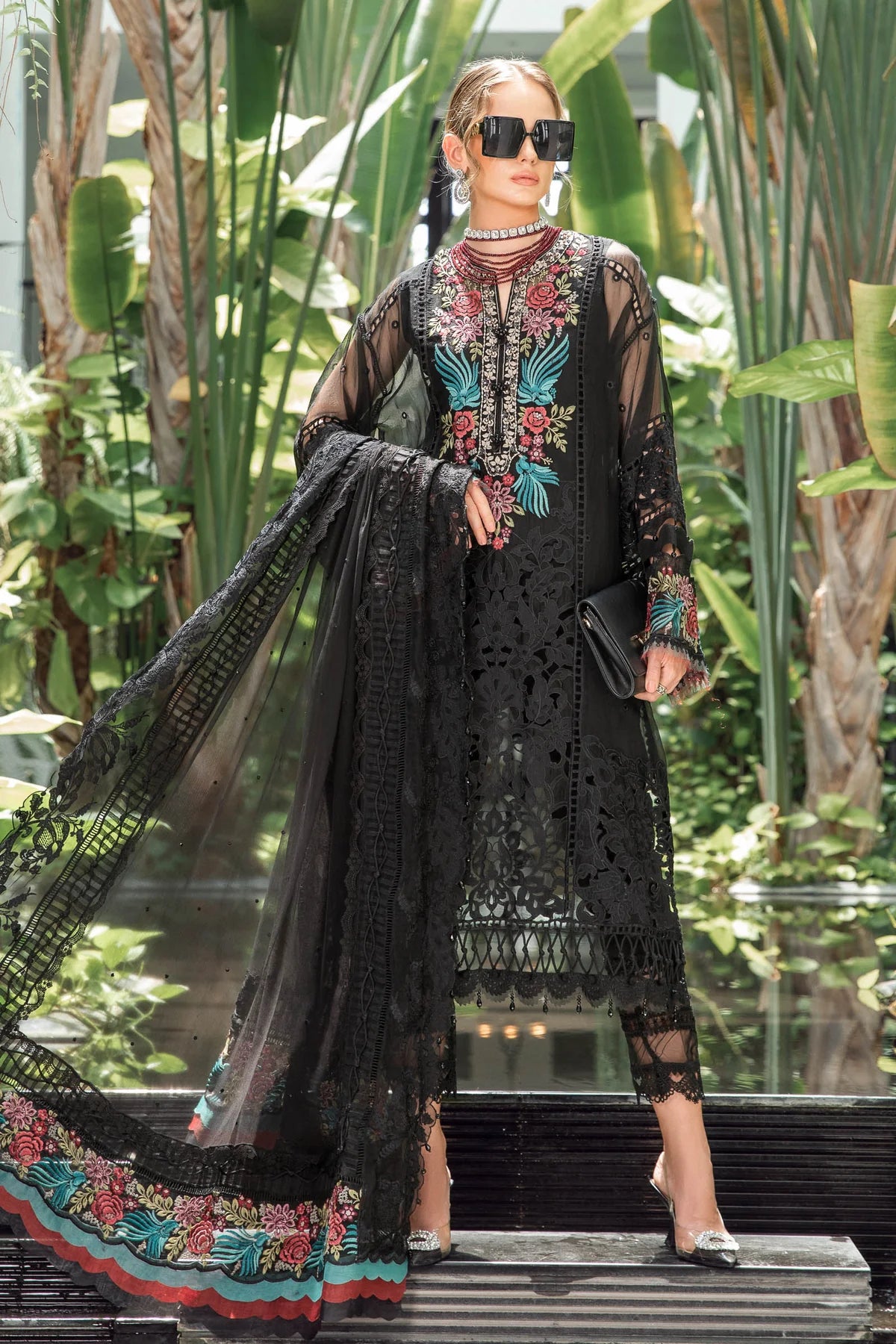 Maria b Lawn Unstitched Lawn EL-23-04-Black