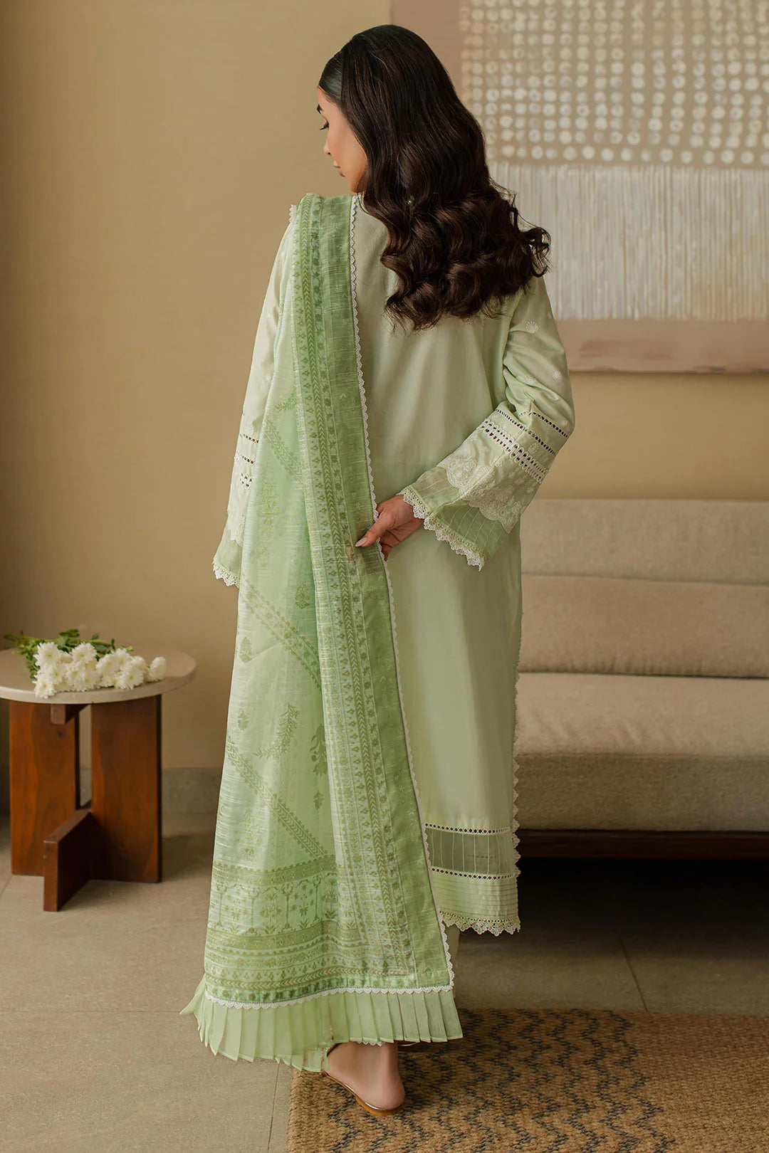 Zellbury Embroidered Chikankari Cotton Unstitched 3Pc Suit