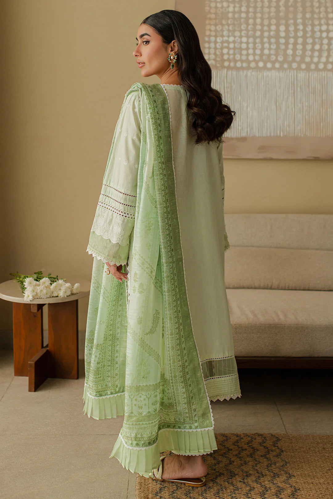 Zellbury Embroidered Chikankari Cotton Unstitched 3Pc Suit