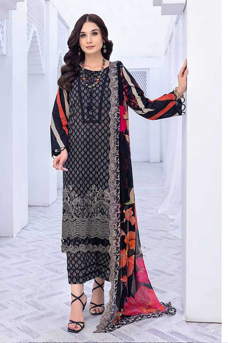 CHARIZMA ZAUQ BLACK AND WHITE EMBROIDERED LAWN  BWS 01 COLLECTION VOL 1