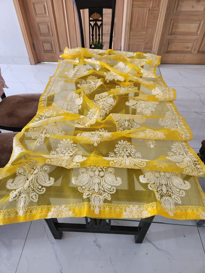 ORGANZA DUPATTA WITH  FULL EMBROIDERED