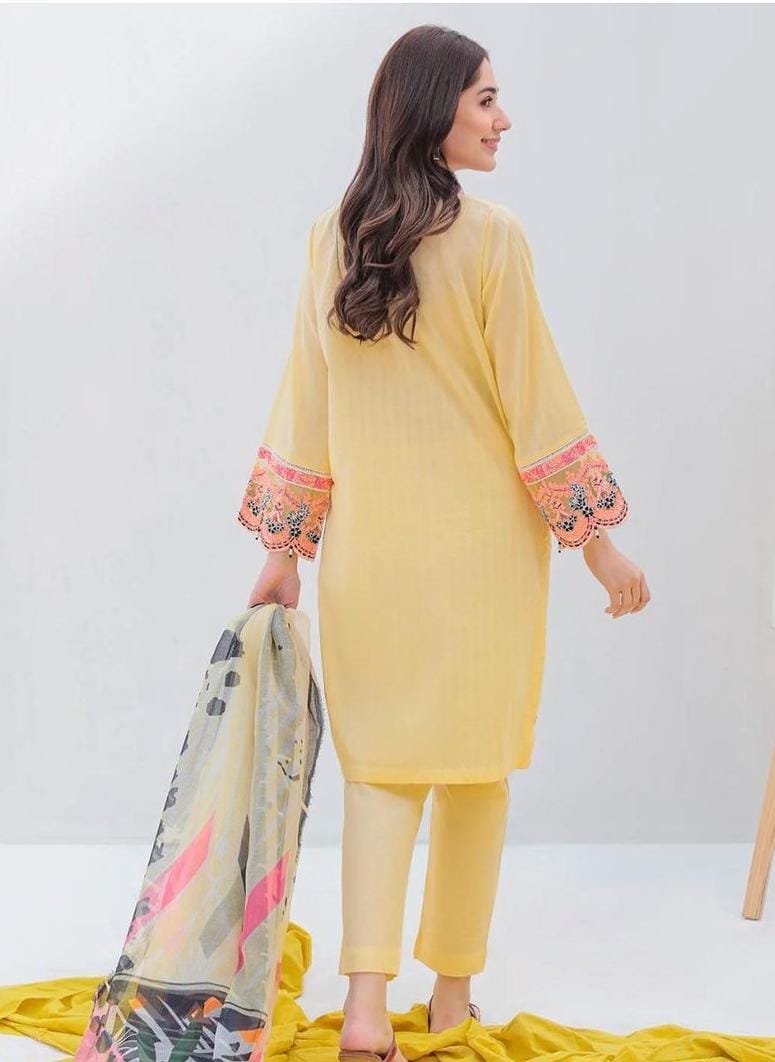 Embroidered NET SHIRT Yellow