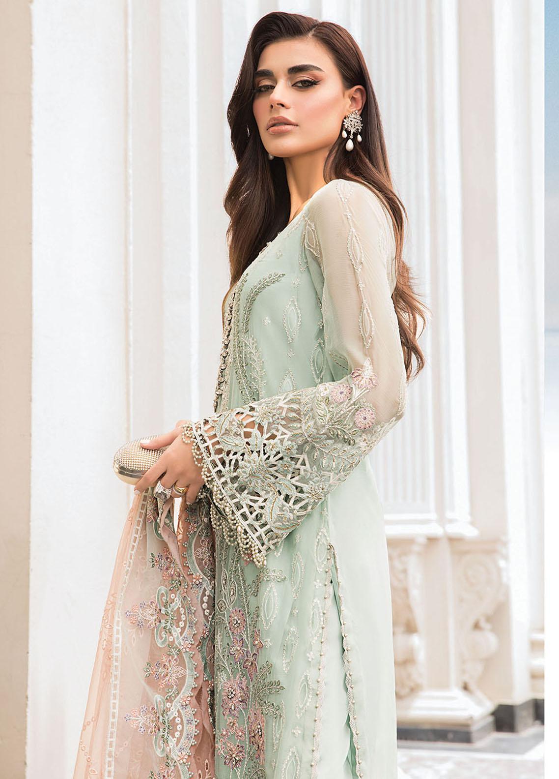 Maria B Embroidered Chiffon Suits Unstitched 4 Piece MB23SC D4 - Luxury Collection