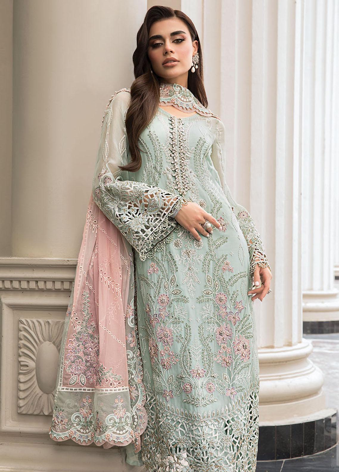 Maria B Embroidered Chiffon Suits Unstitched 4 Piece MB23SC D4 - Luxury Collection