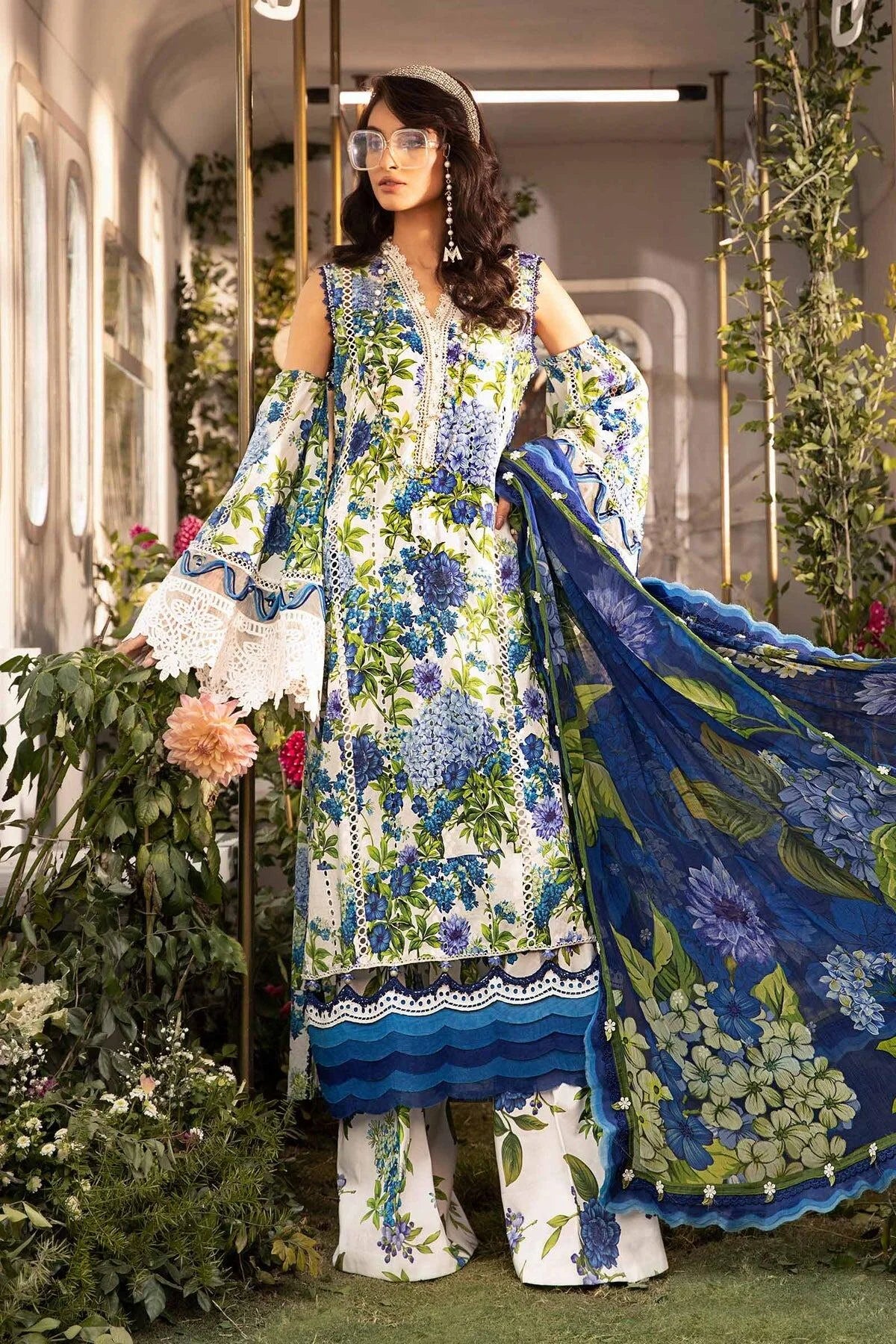 MARIA B MPRINTS PRINTED EMBROIDERED LAWN DRESS  MPT-2102-B