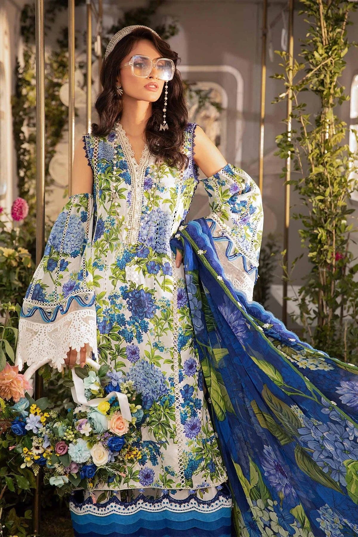 MARIA B MPRINTS PRINTED EMBROIDERED LAWN DRESS  MPT-2102-B