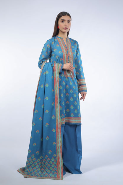 Bareeze Printed Blue lawn Dupatta
