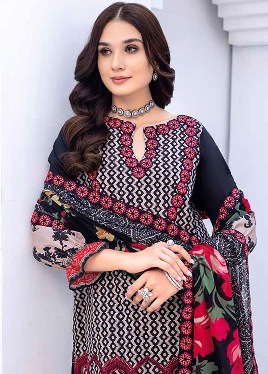 Charizma Embroidered Lawn Suits Unstitched 3 Piece BWS-09- Black & White Collection 01